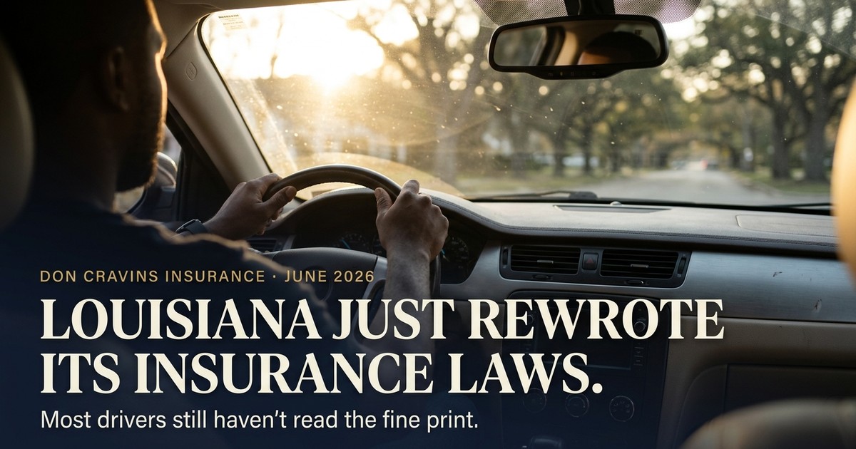 Driver at golden hour on a Lafayette boulevard — Louisiana insurance laws article