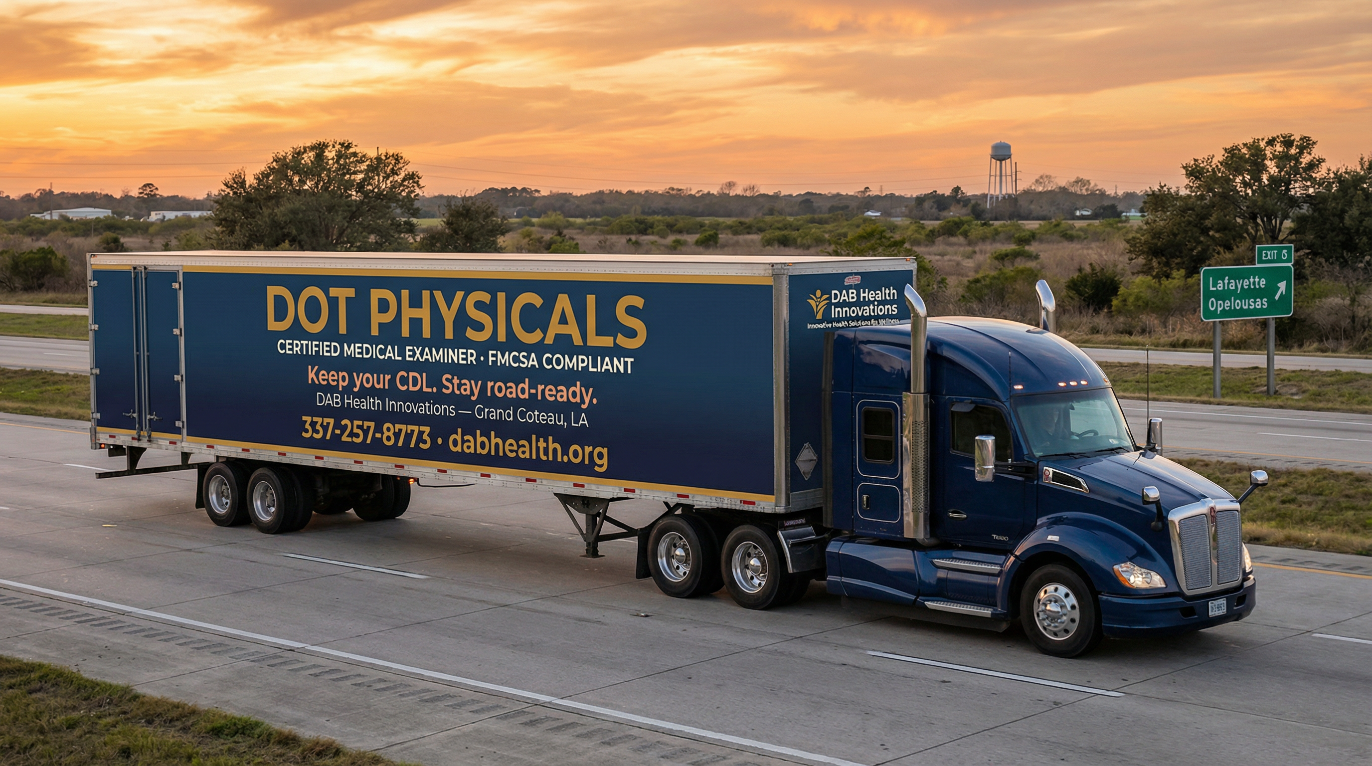 DOT commercial truck on Louisiana highway